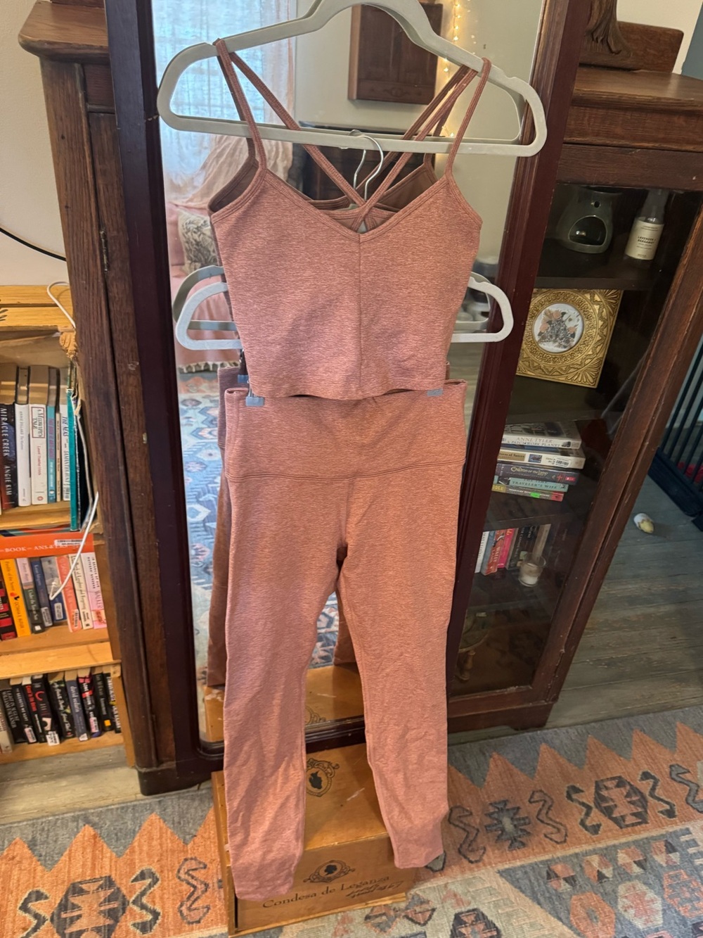 all in motion Heathered Mauve Pink Strappy Crop Top & High-Waist Leggings